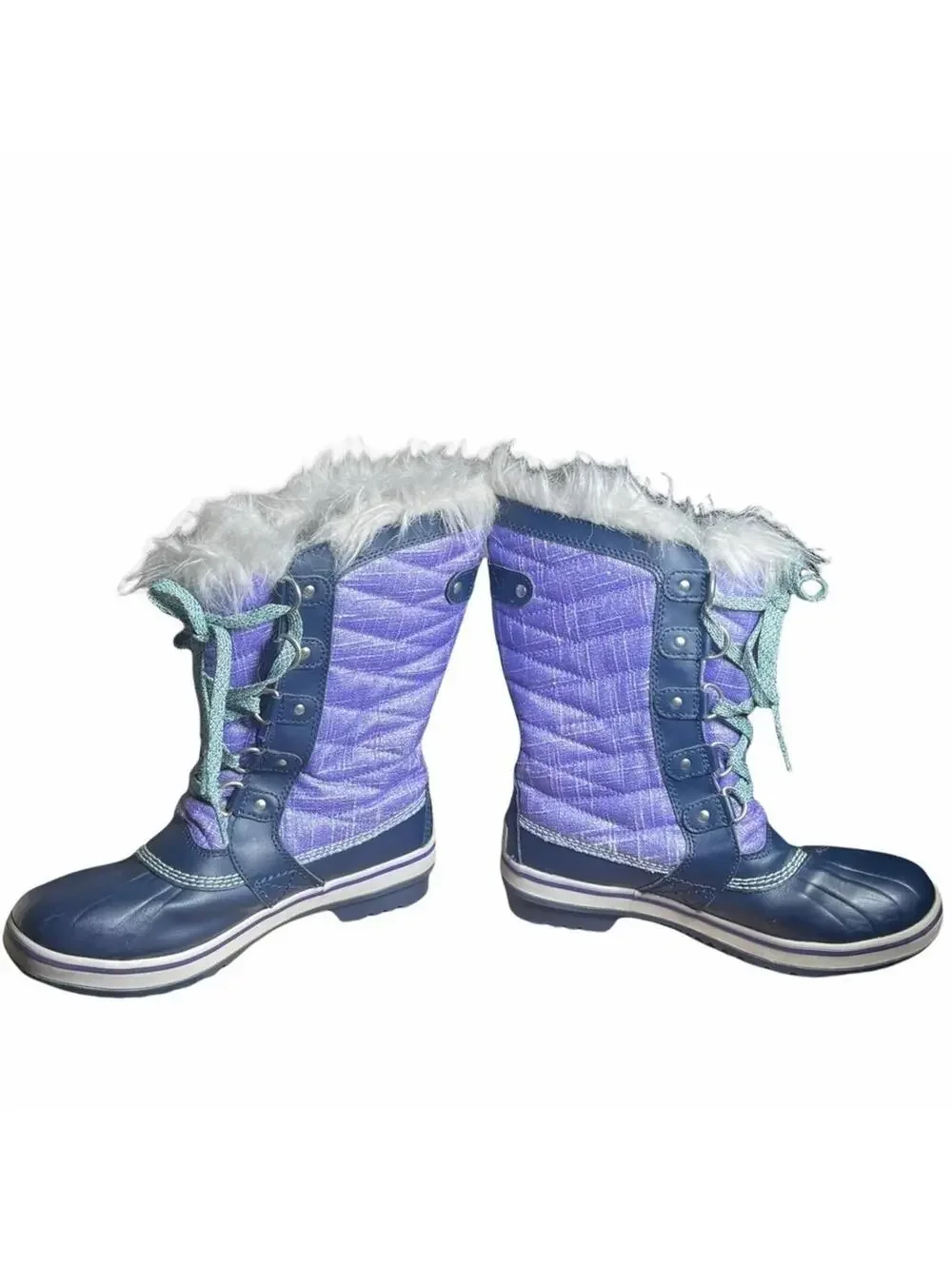 SOREL Youth Tofino II Waterproof Winter Snow Boots - Purple & Navy Blue (Size 5)